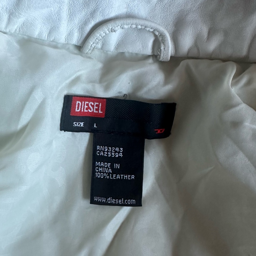 Vintage Diesel White Leather Zip-Up Jacket - Picture 13 of 17